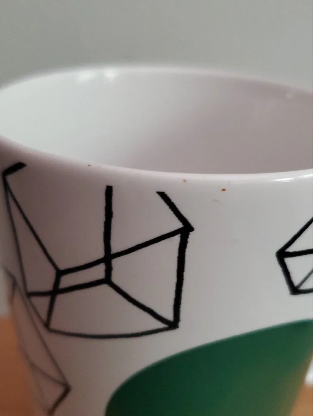 Starbucks White Mug with Green Circle and Black Geometric Print